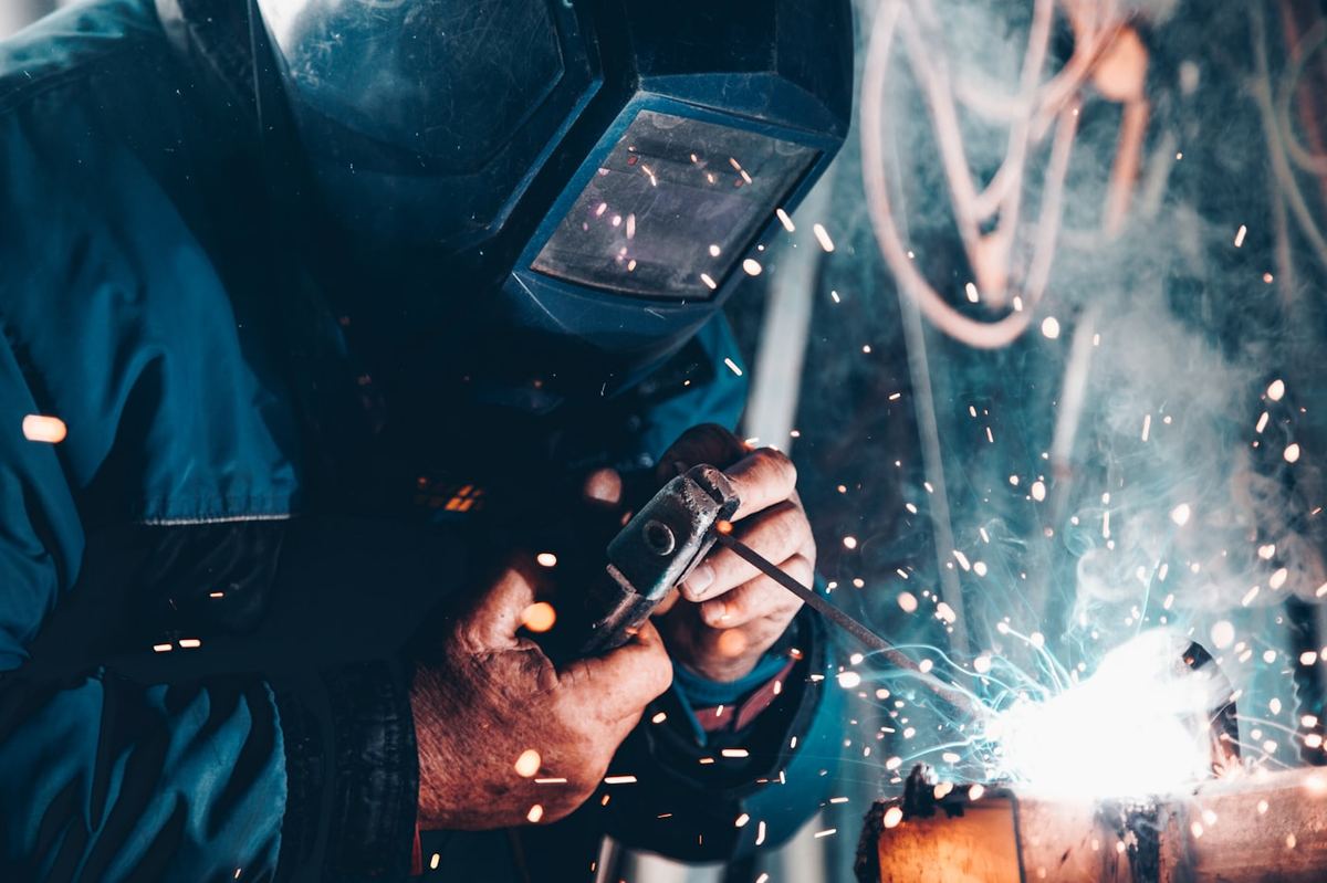 Welding on a manufacturing shop floor